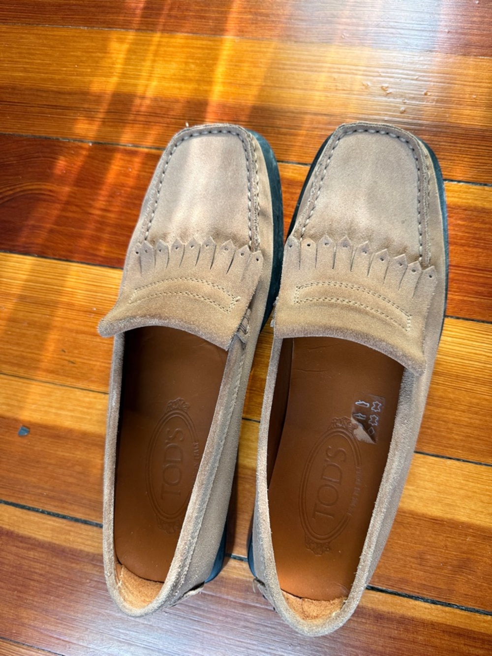 TOD'S Tan Suede Penny Loafers